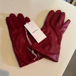 Nordstrom Women's Burgundy Leather Gloves